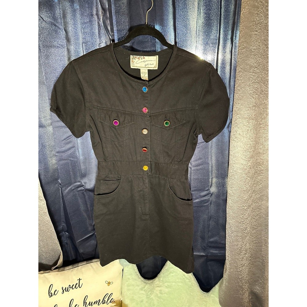 California Gold Rush Vintage Black Denim Dress